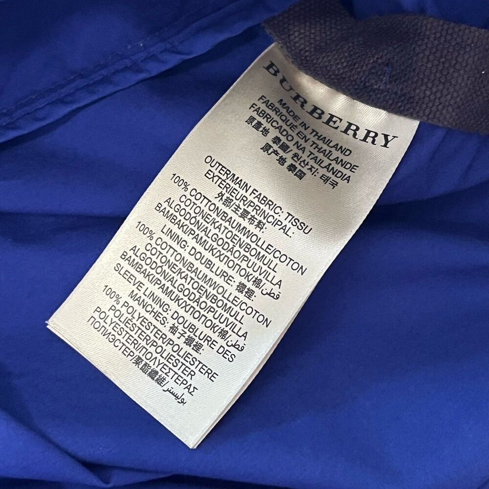Burberry Brit Mid Length Belted Trench Coat Hooded Cobalt Blue Women’s Small - Picture 5 of 9